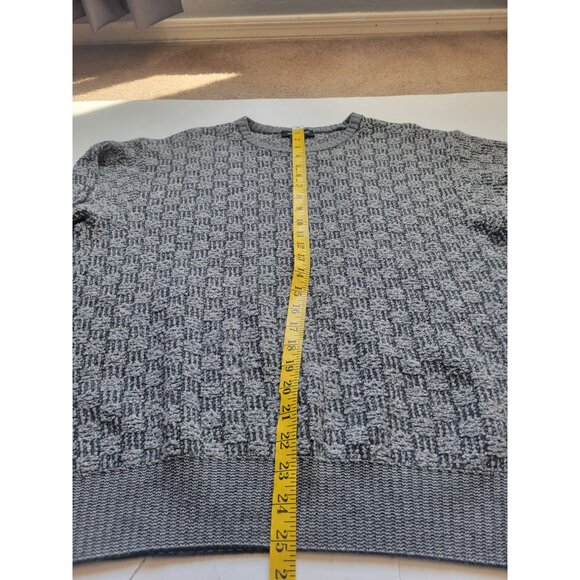 Mino Milanno Gray Sqaured Pattern Long Sleeve Wool Sweater Size L Preppy Retro - Picture 5 of 6